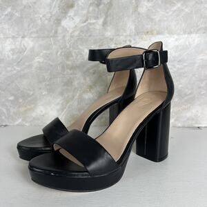 27 Edit Naturalizer Briar Platform Sandals Women's 10M Black Leather Ankle Strap
